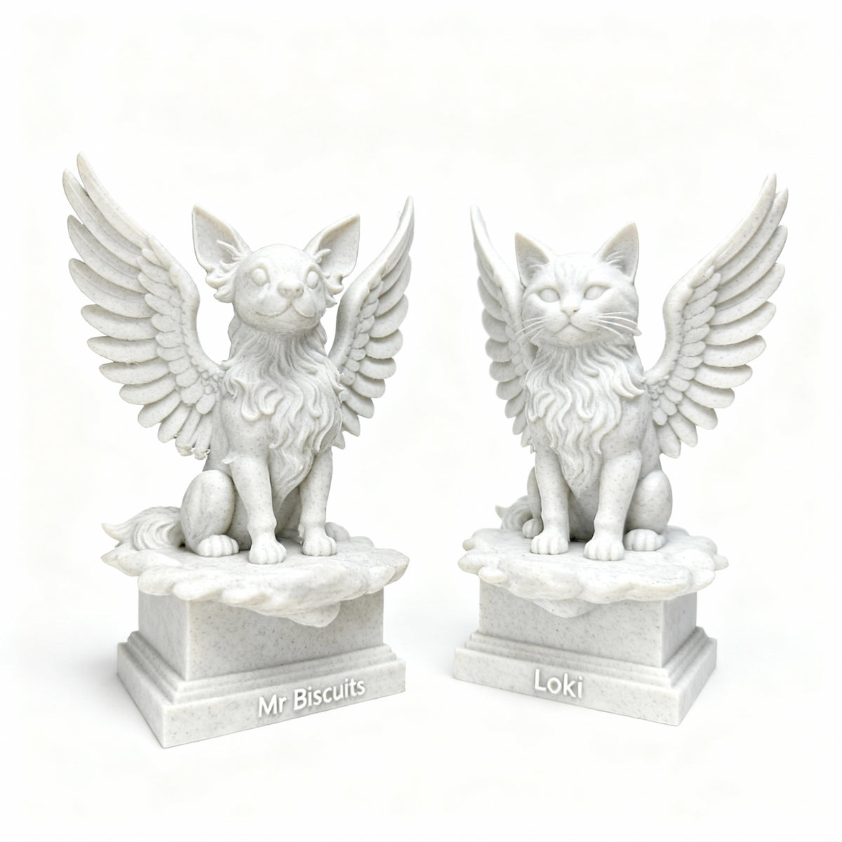 Pet Memorial Angel Statue base engraving close-up
