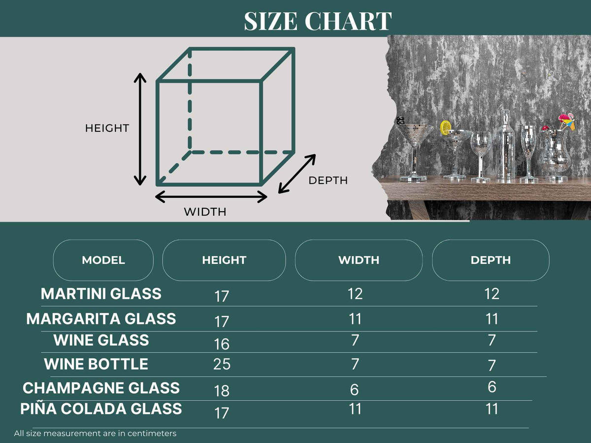 Disco Ball Cocktail Glassware Set — decorative detail — mirror tile