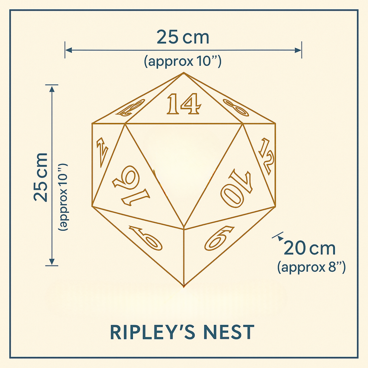 D20 Dice Rat Hide side profile view