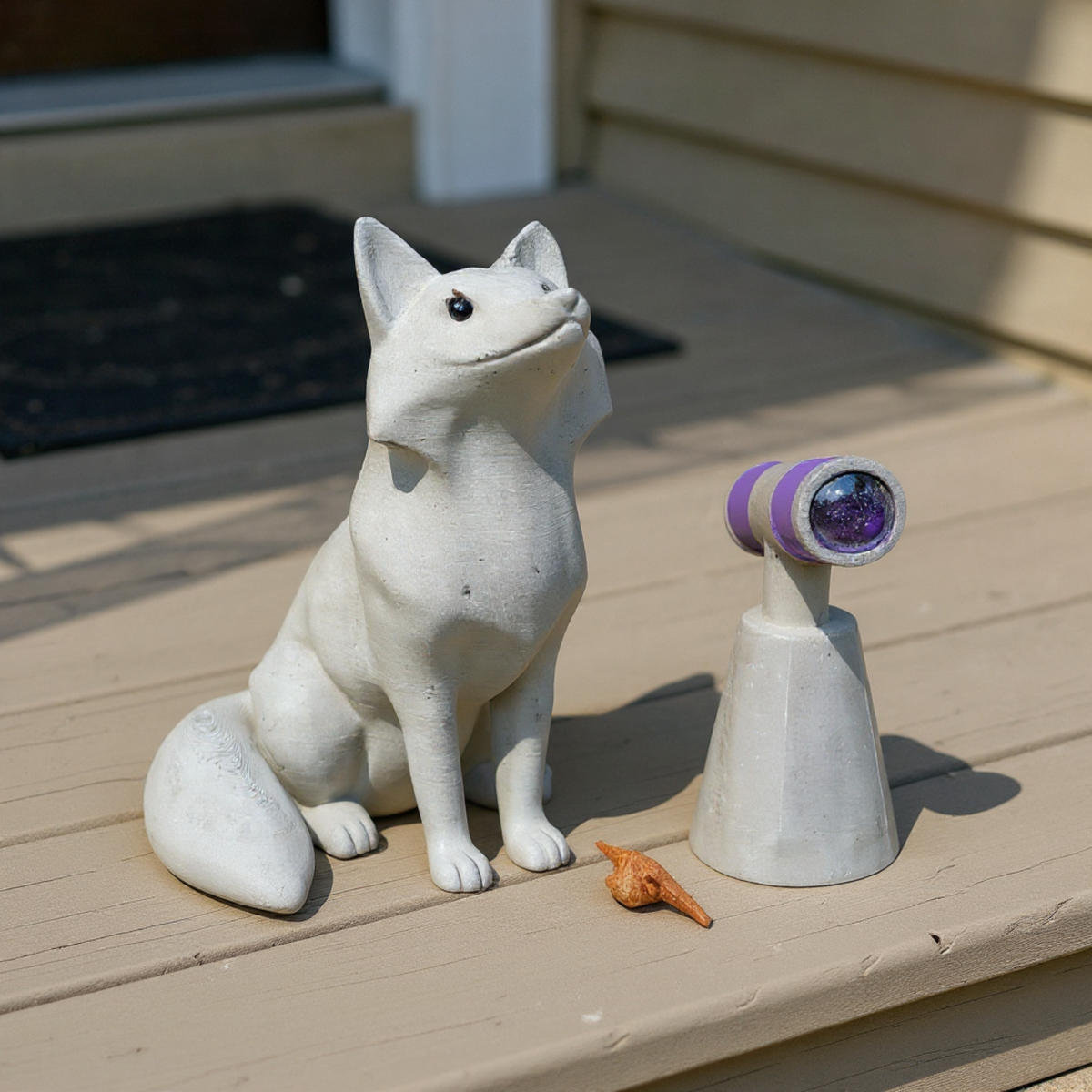 Stargazing Fox Statue side view showing sculpted detail