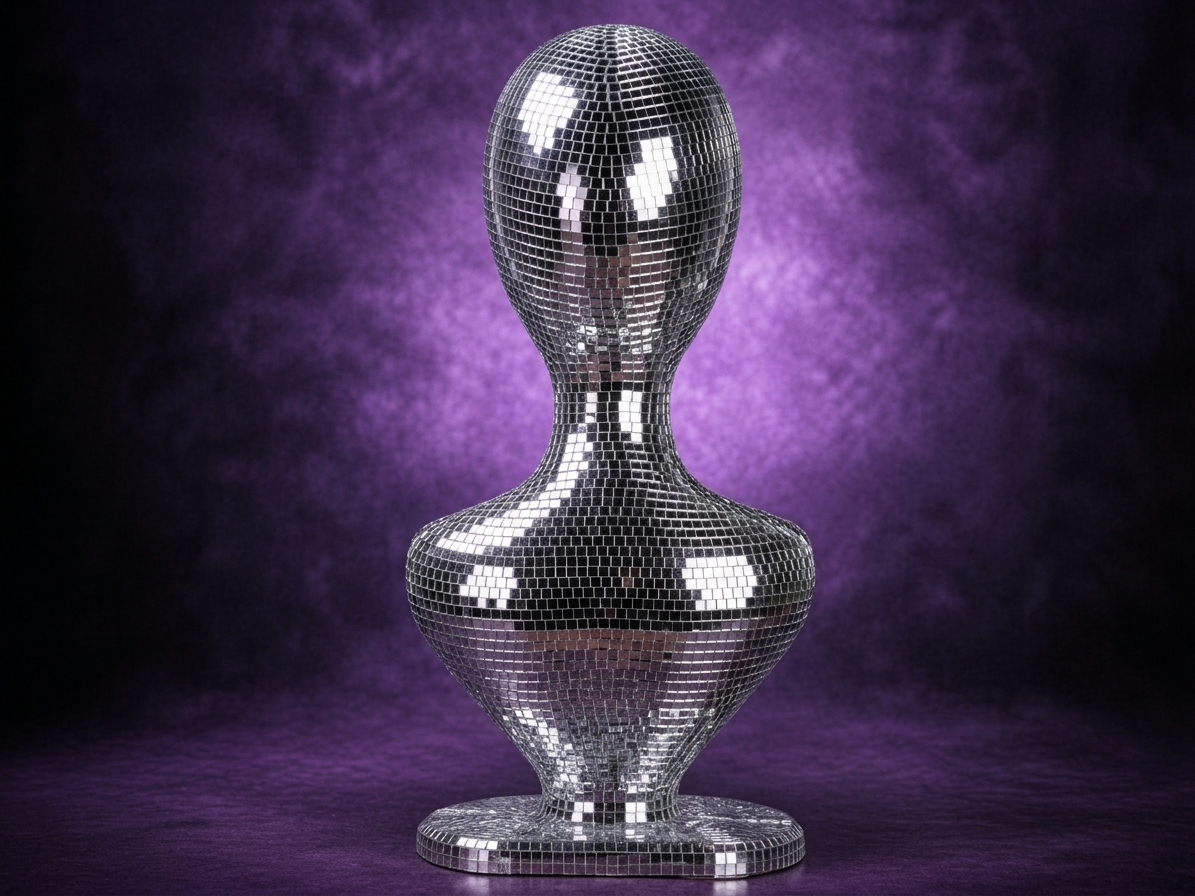 mirror ball mannequin bust clean front studio shot