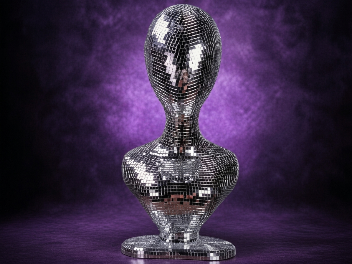 mirror ball mannequin bust single-object purple hero image