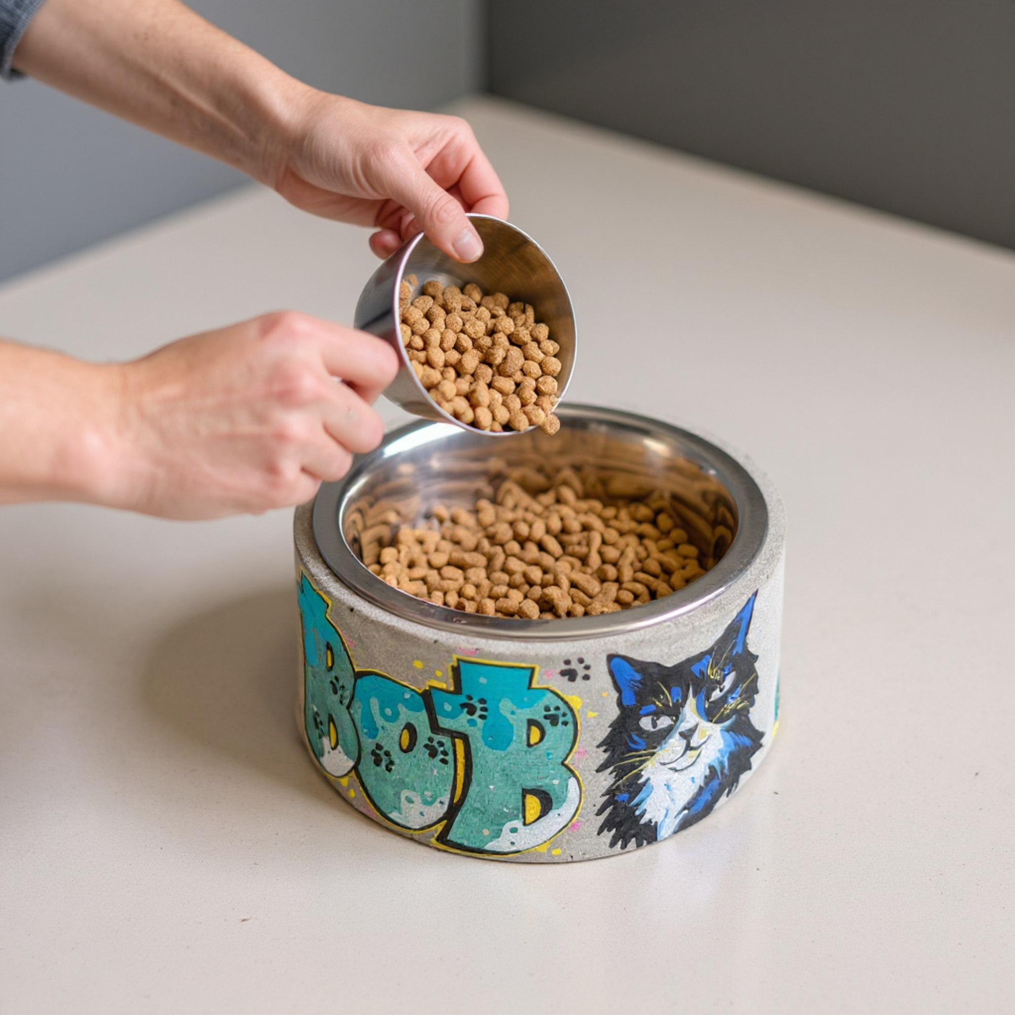 Personalized Graffiti Pet Bowl | Custom Dog Bowl & Unique Cat Feeder