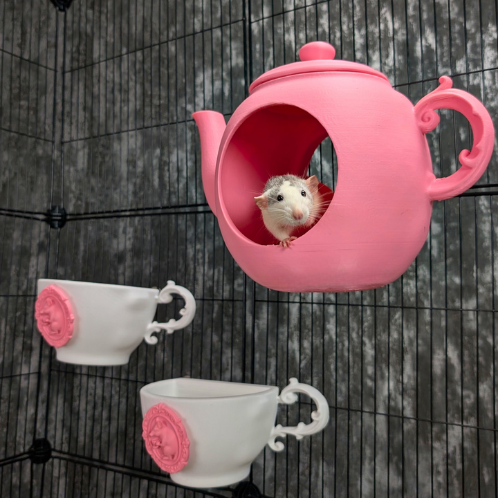 Teapot Rat Hide and Teacup Shelf Set hero view showing both included pieces
