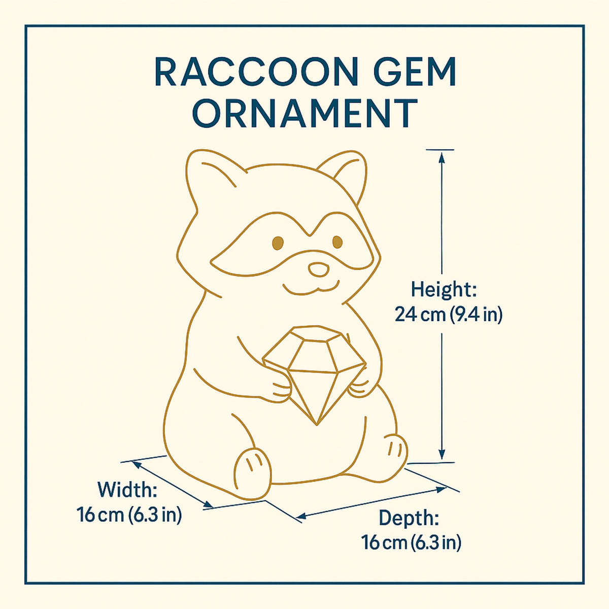 Raccoon Garden Statue rear view