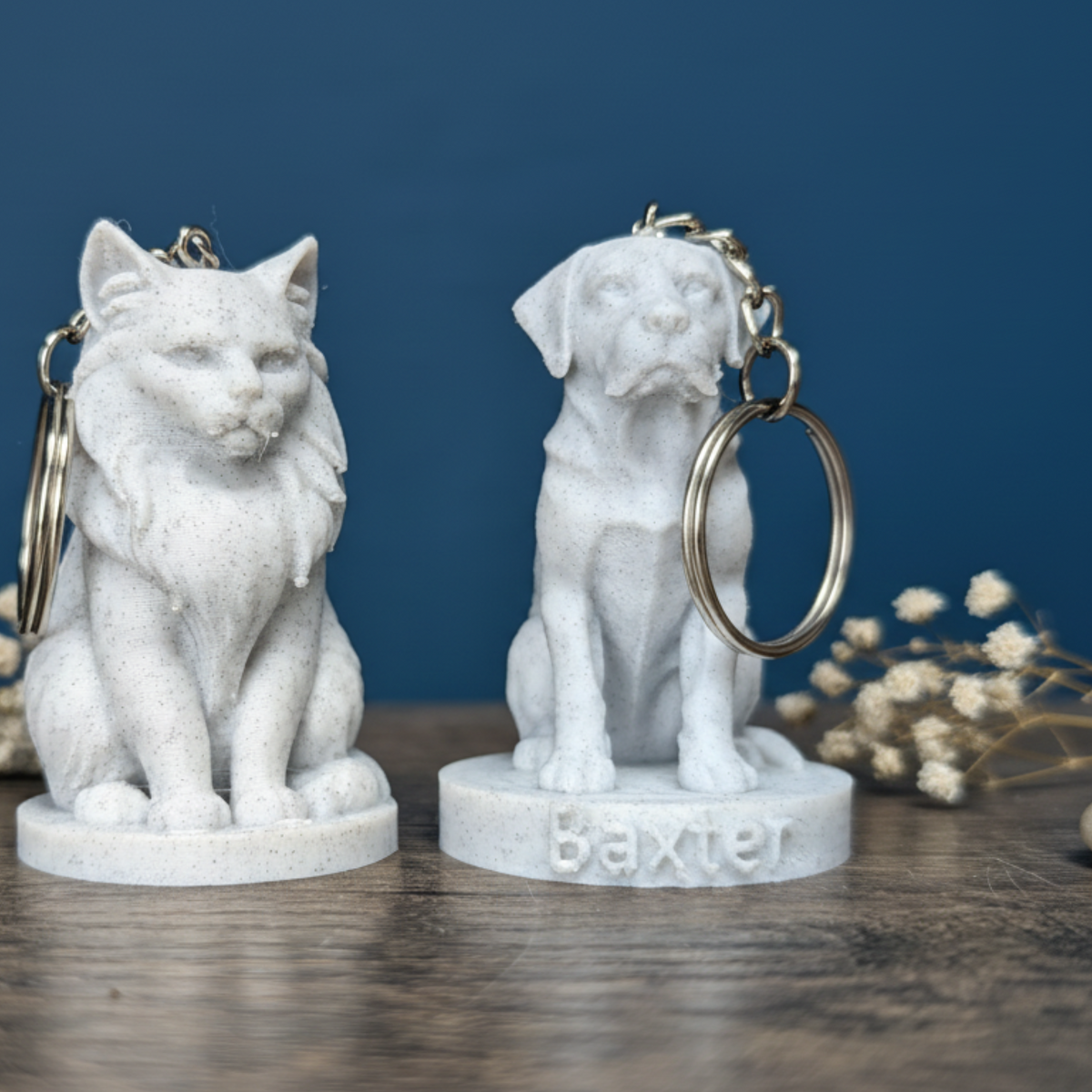 Custom Pet Keychain styled in home setting