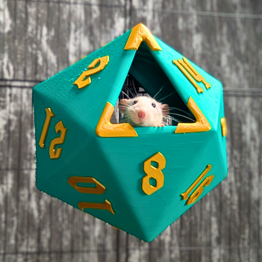 D20 Dice Rat Hide - handcrafted cage accessory | Ripleys Nest