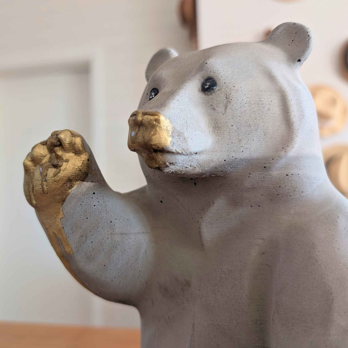 Honey-Dipped Golden Paw Bear Sculpture additional angle showing colour accuracy