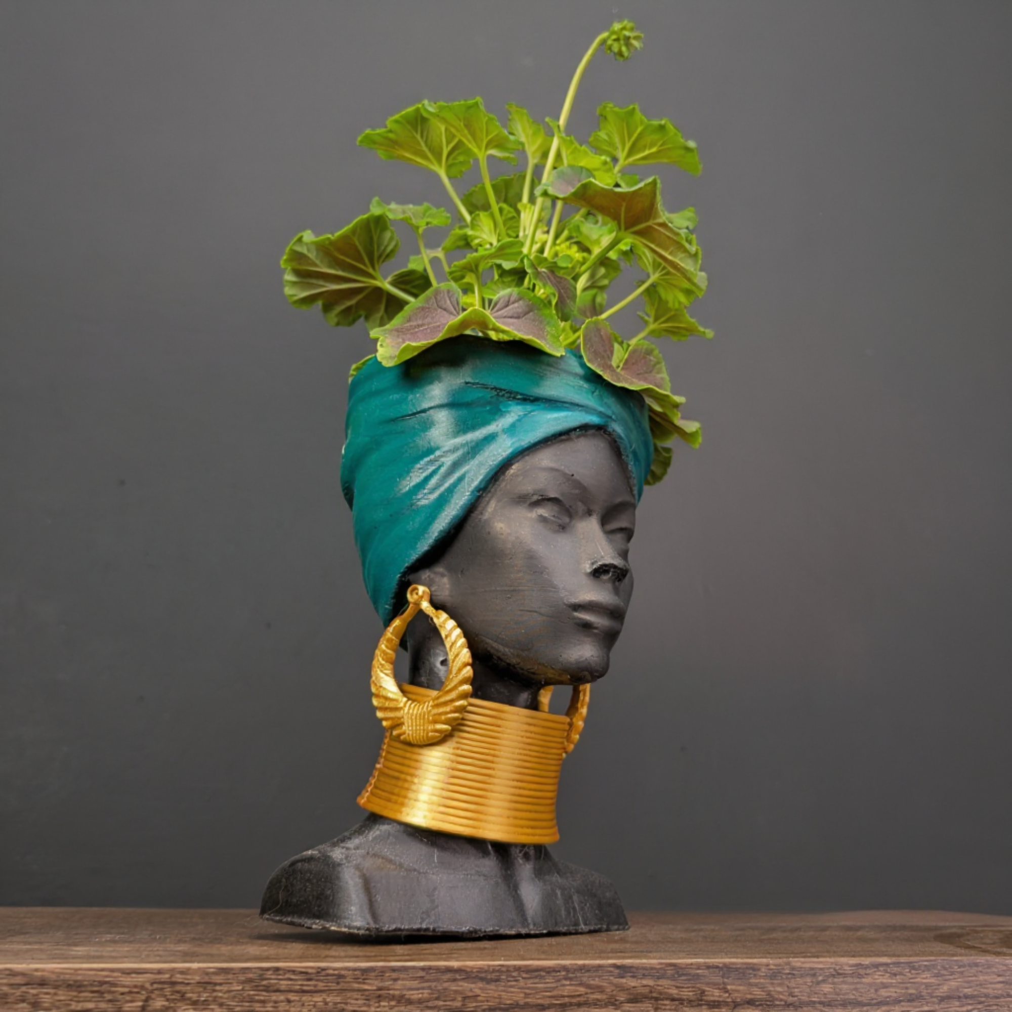 African Woman Head Planter | Unique Face Planter Pot