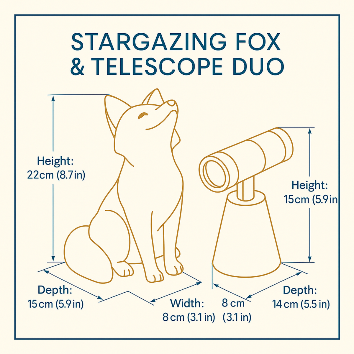 Stargazing Fox Statue front view