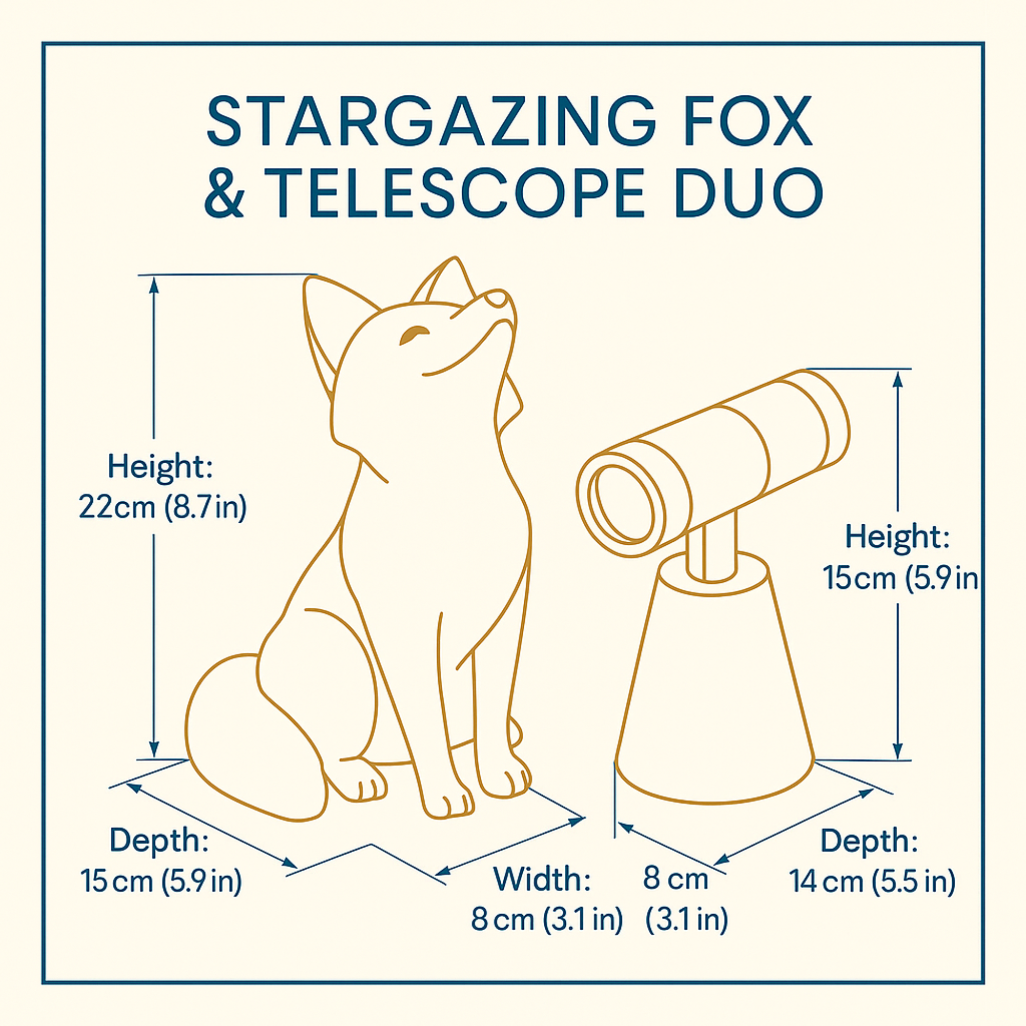 Stargazing Fox & Telescope Duo