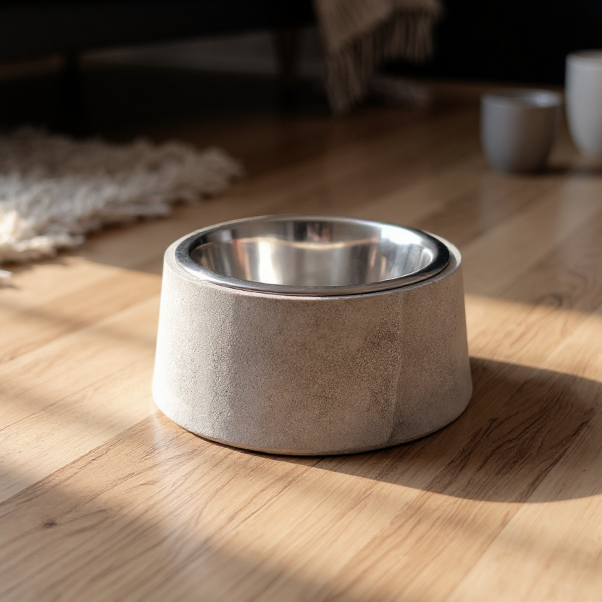Cast Stone Pet Bowl — angle view — Ripleys Nest