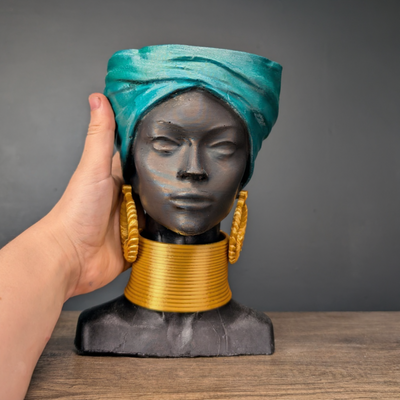 African Woman Head Planter | Unique Face Planter Pot