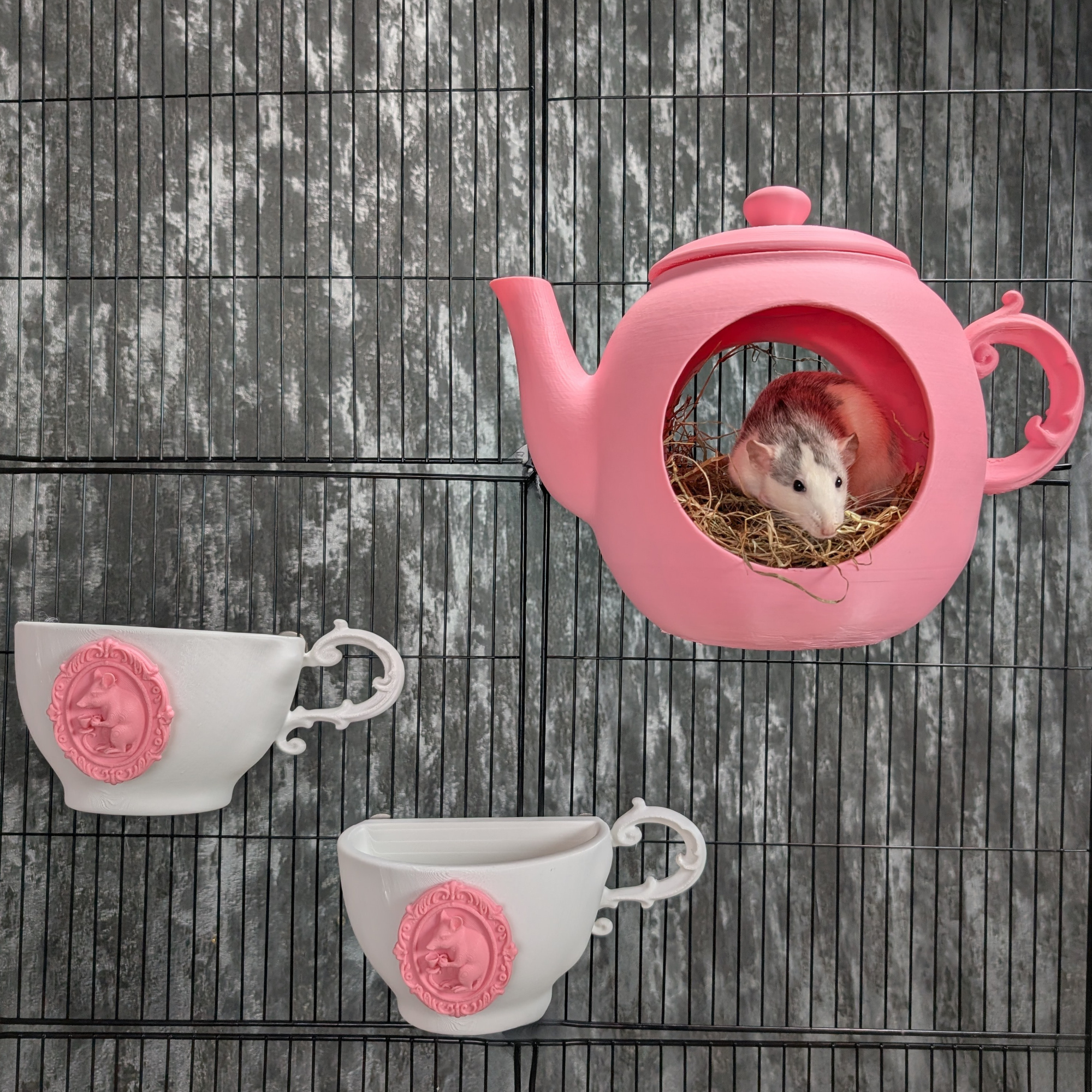Teapot Rat Hide & Shelf Set