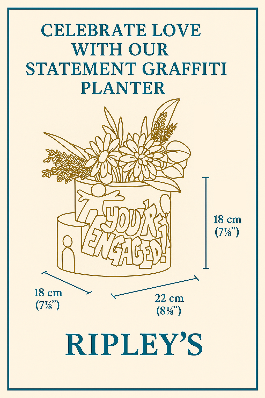 Statement Graffiti Planter Engagement Gift side profile showing texture