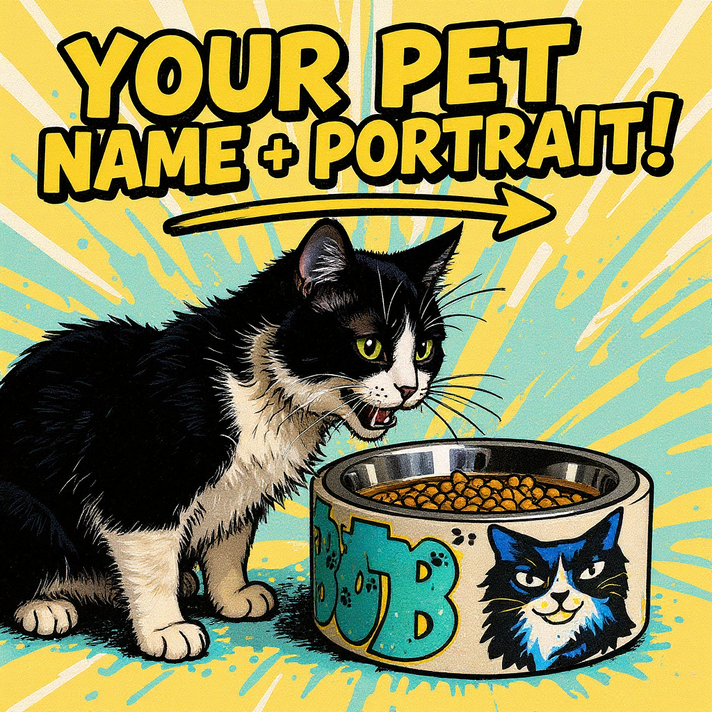 Personalized Graffiti Pet Bowl top view showing bowl interior