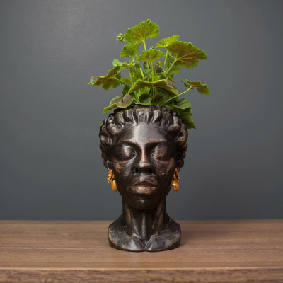 African Woman Bust Planter