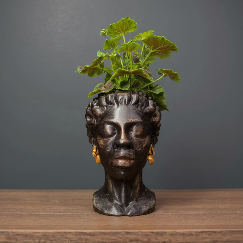 African Woman Bust Planter