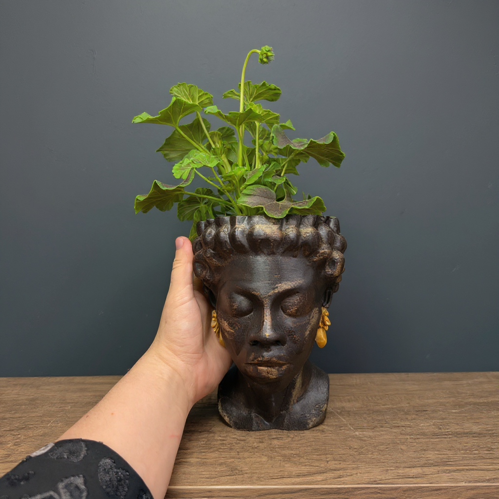 African Woman Bust Planter