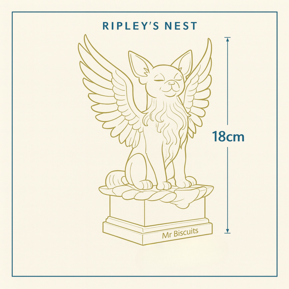 Pet Memorial Angel Statue rear view showing base