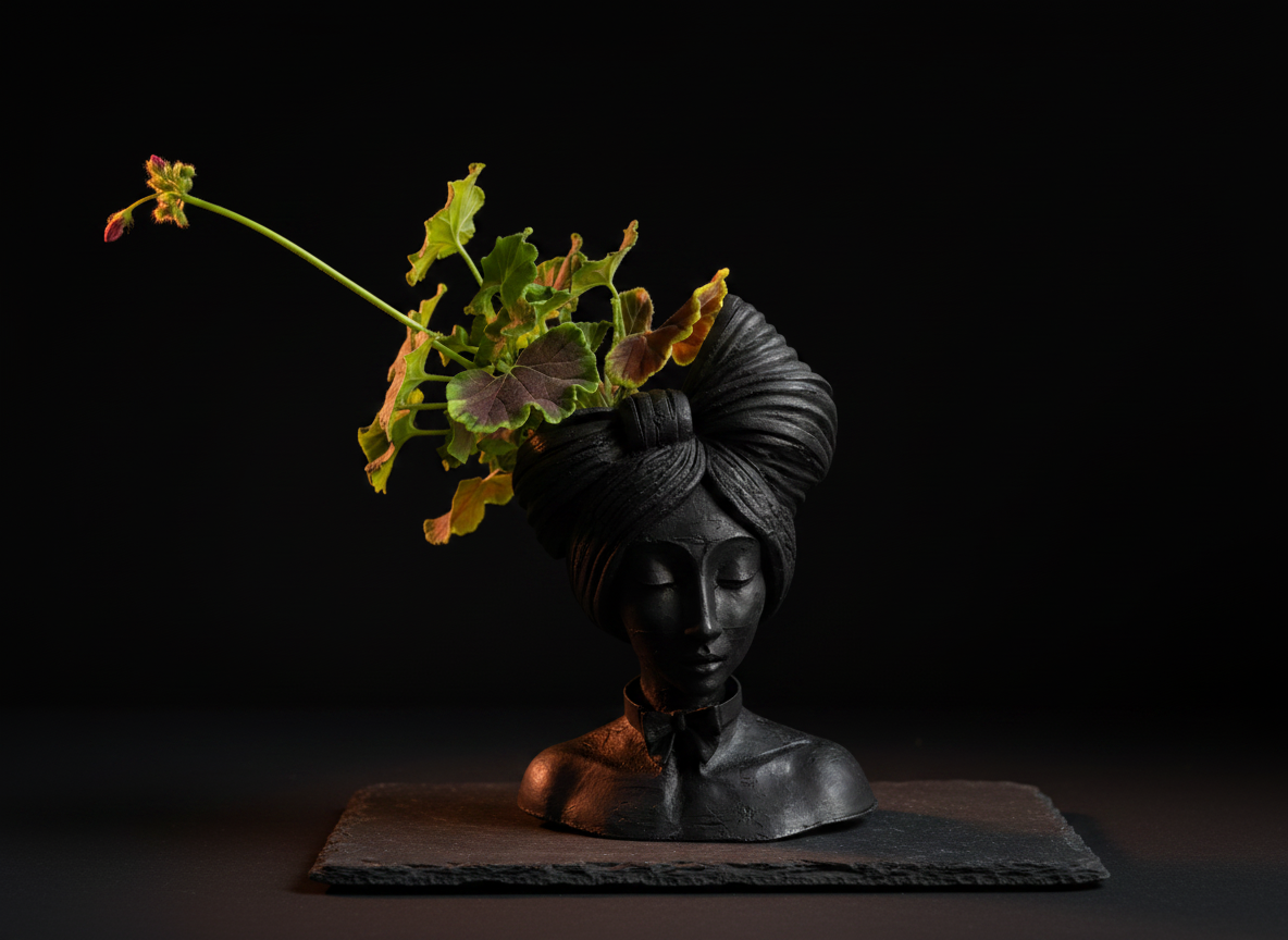 Sable head planter dramatic studio shot