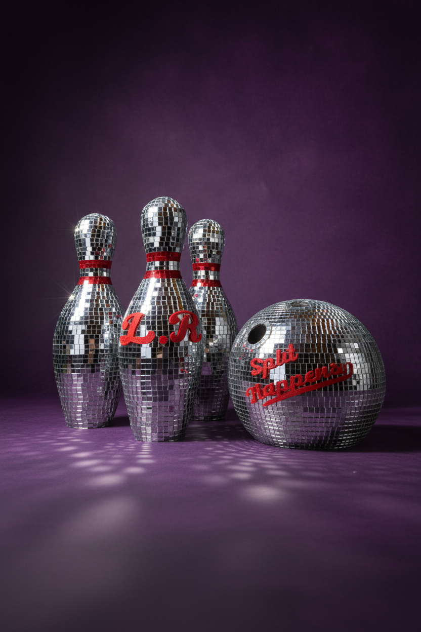 Disco mirror bowling set right angle view