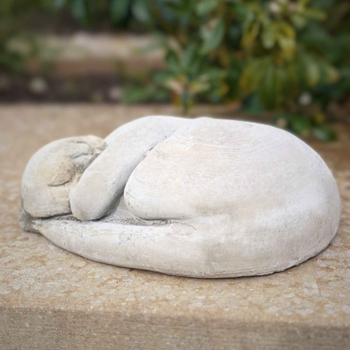 Sleeping Cat Garden Statue front view