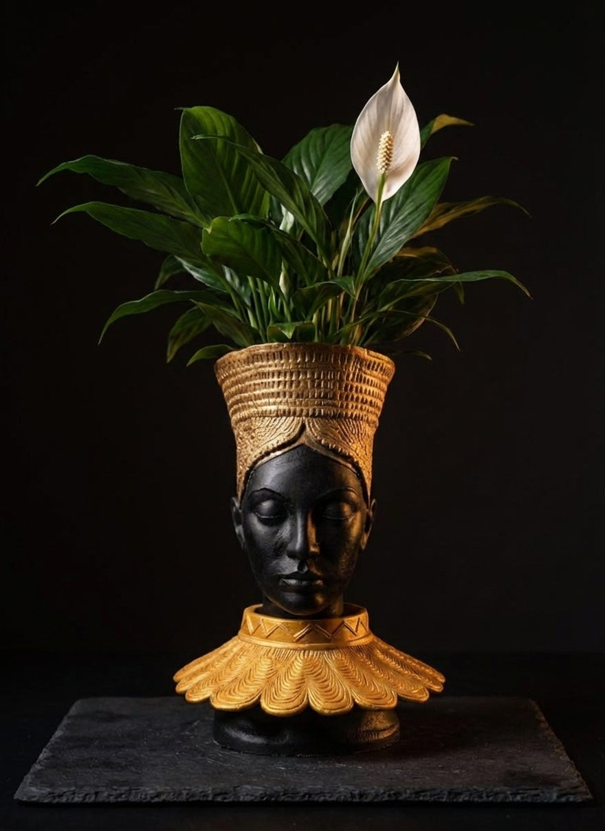Nefertari planter with peace lily