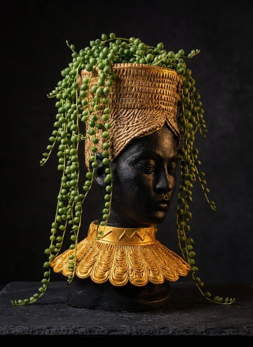 Nefertari planter with string of pearls