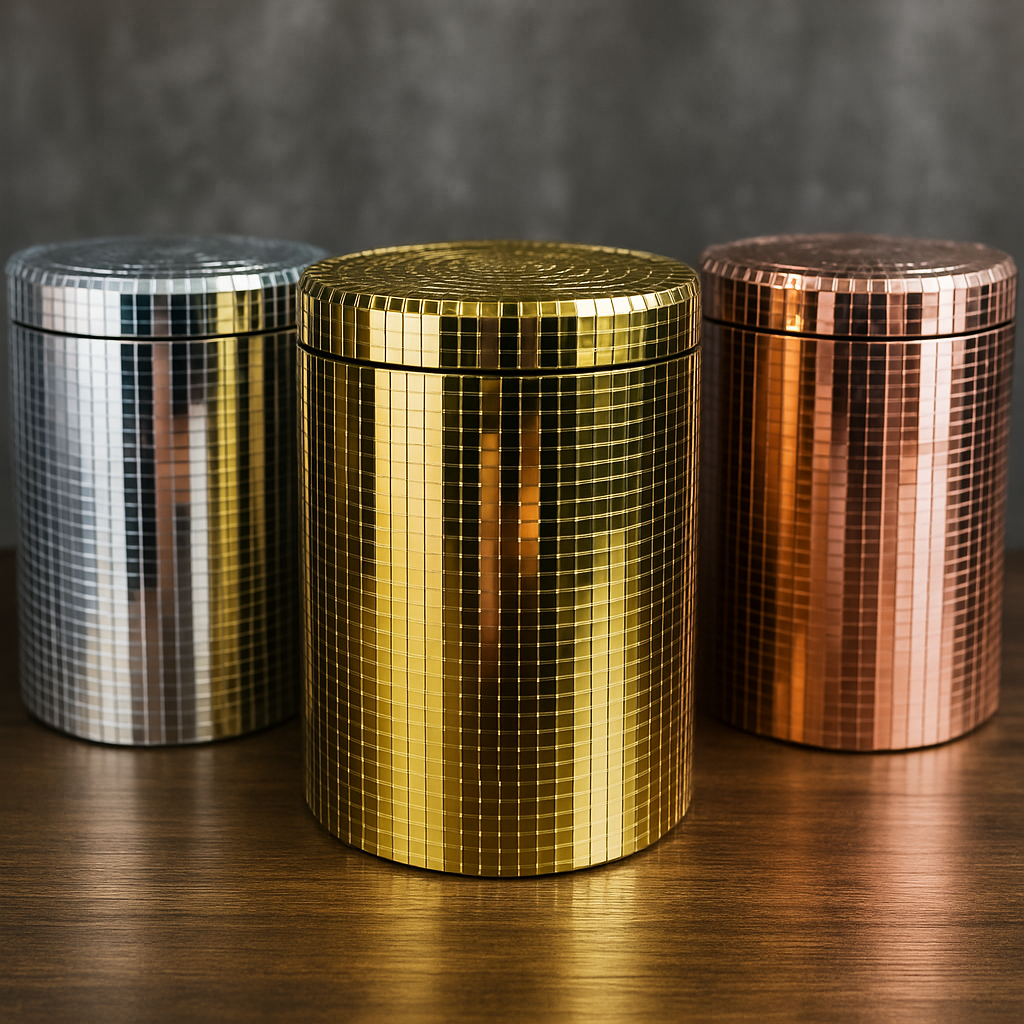 Mirrored Disco Kitchen Storage Canister Set in-use demonstration