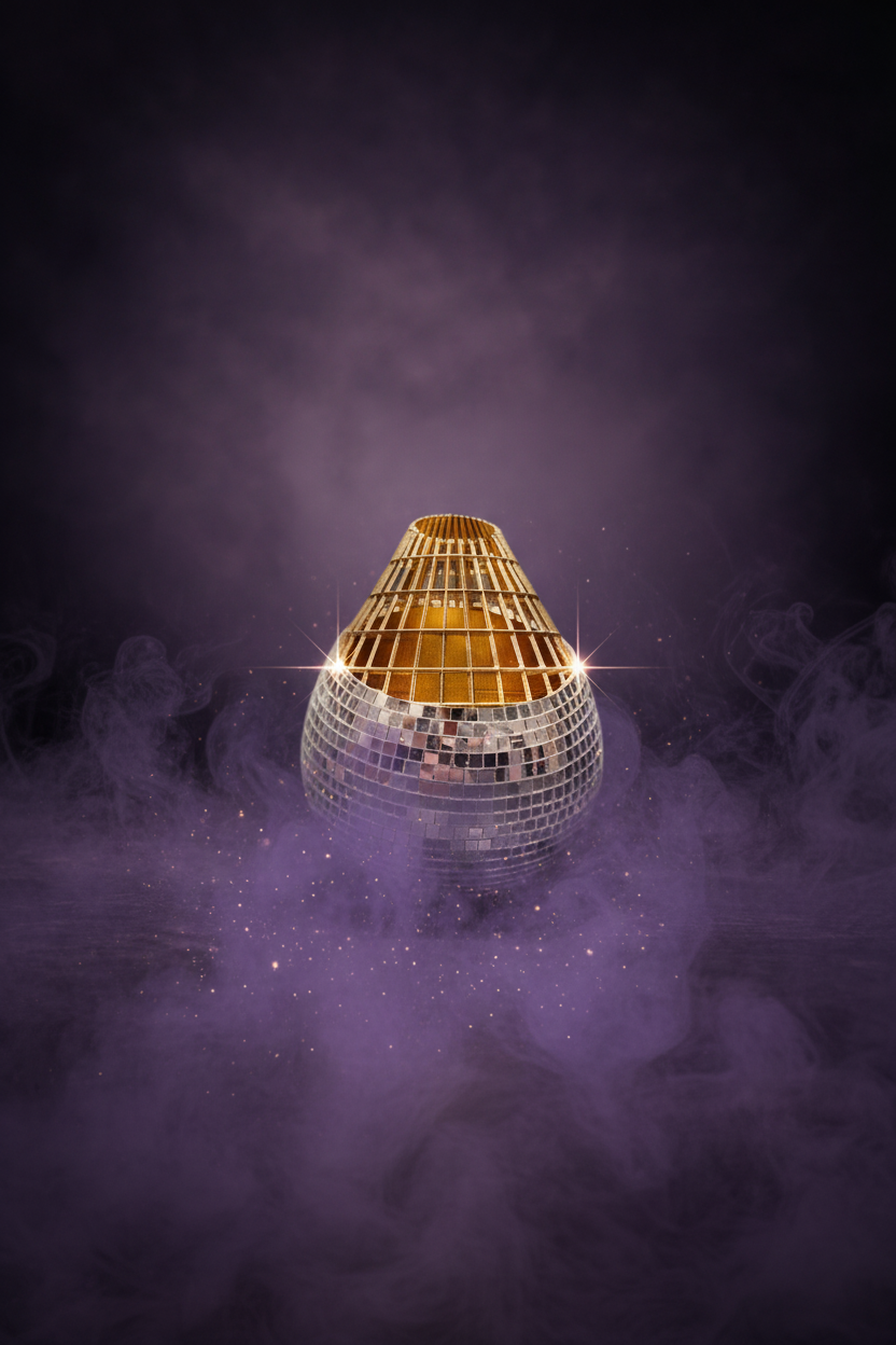 Mirror mosaic vase dramatic lighting