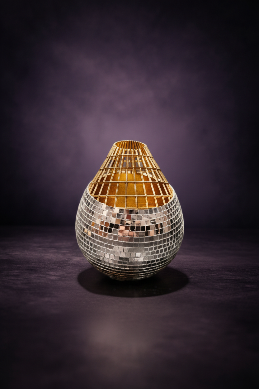 Mirror mosaic vase front view