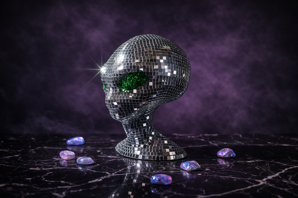 The Close Encounter disco alien head planter lifestyle setting