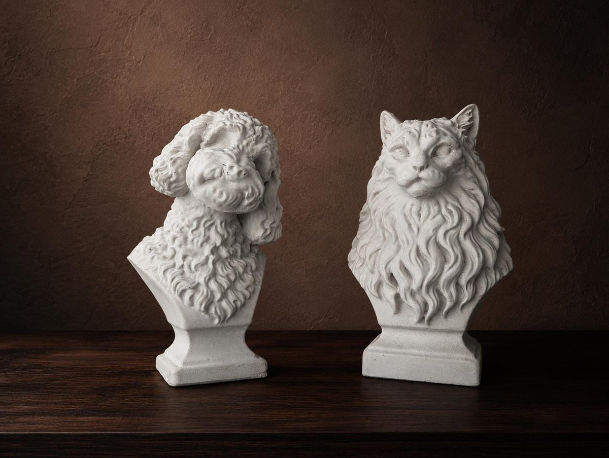 Custom solid cast stone pet bust made from photos