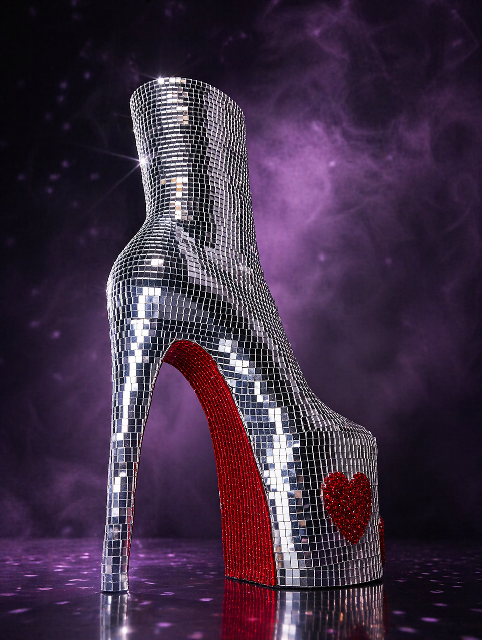 Heartbreaker XL mirror ball vase back angle view