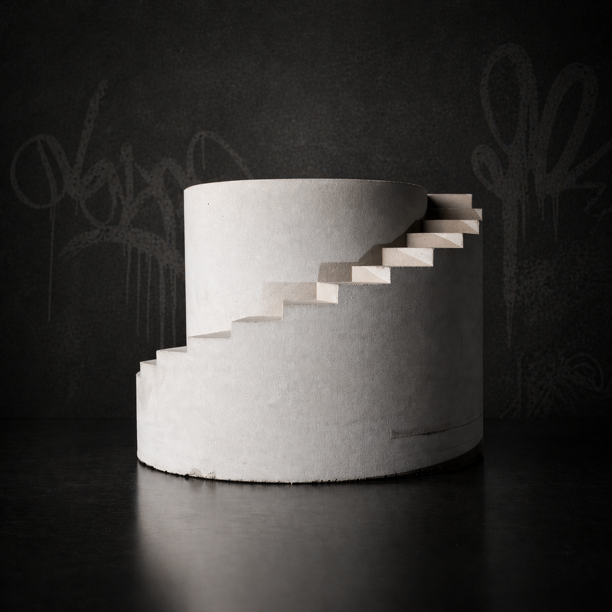 Stairwell cast stone planter studio side profile