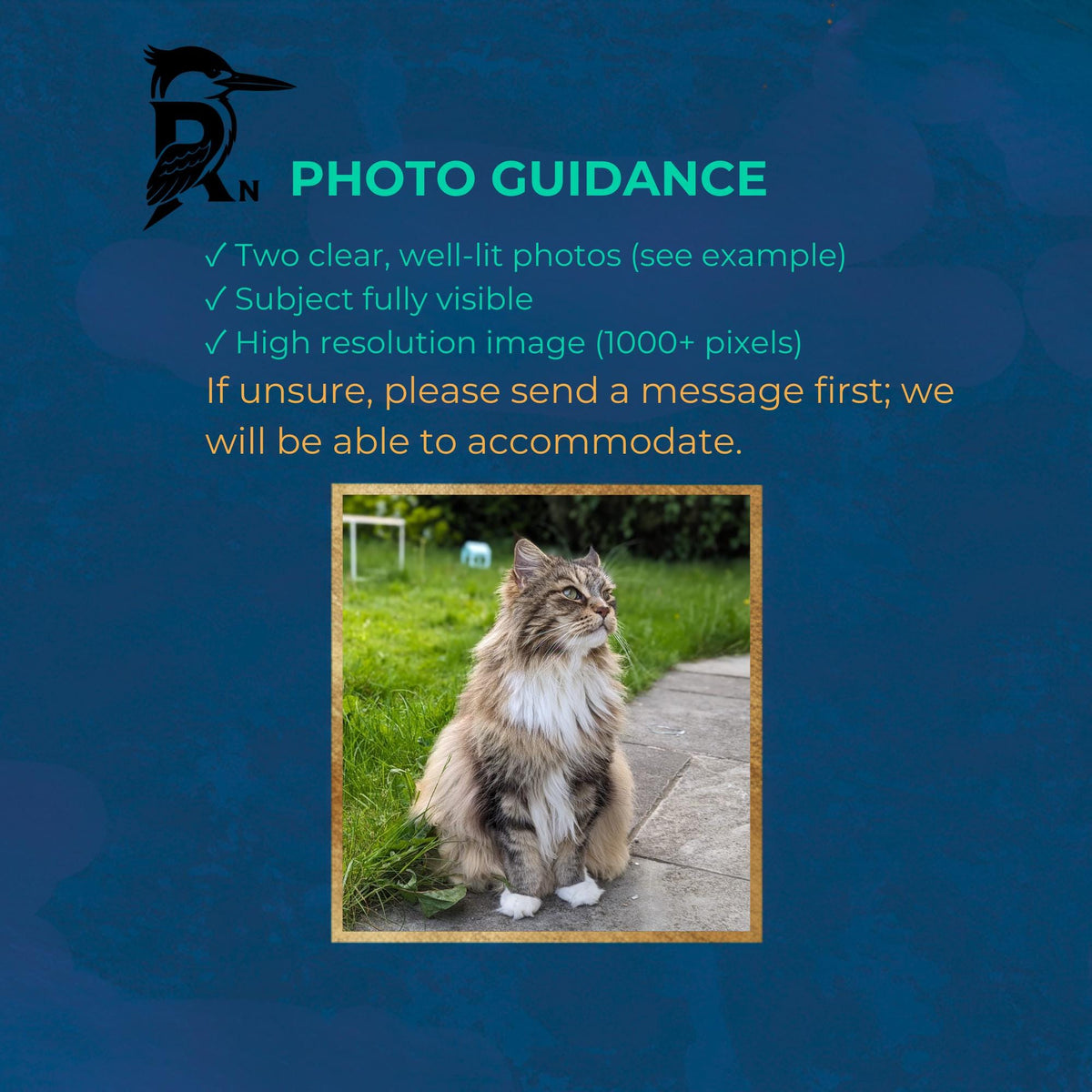 Custom marble-effect pet bust made from photos