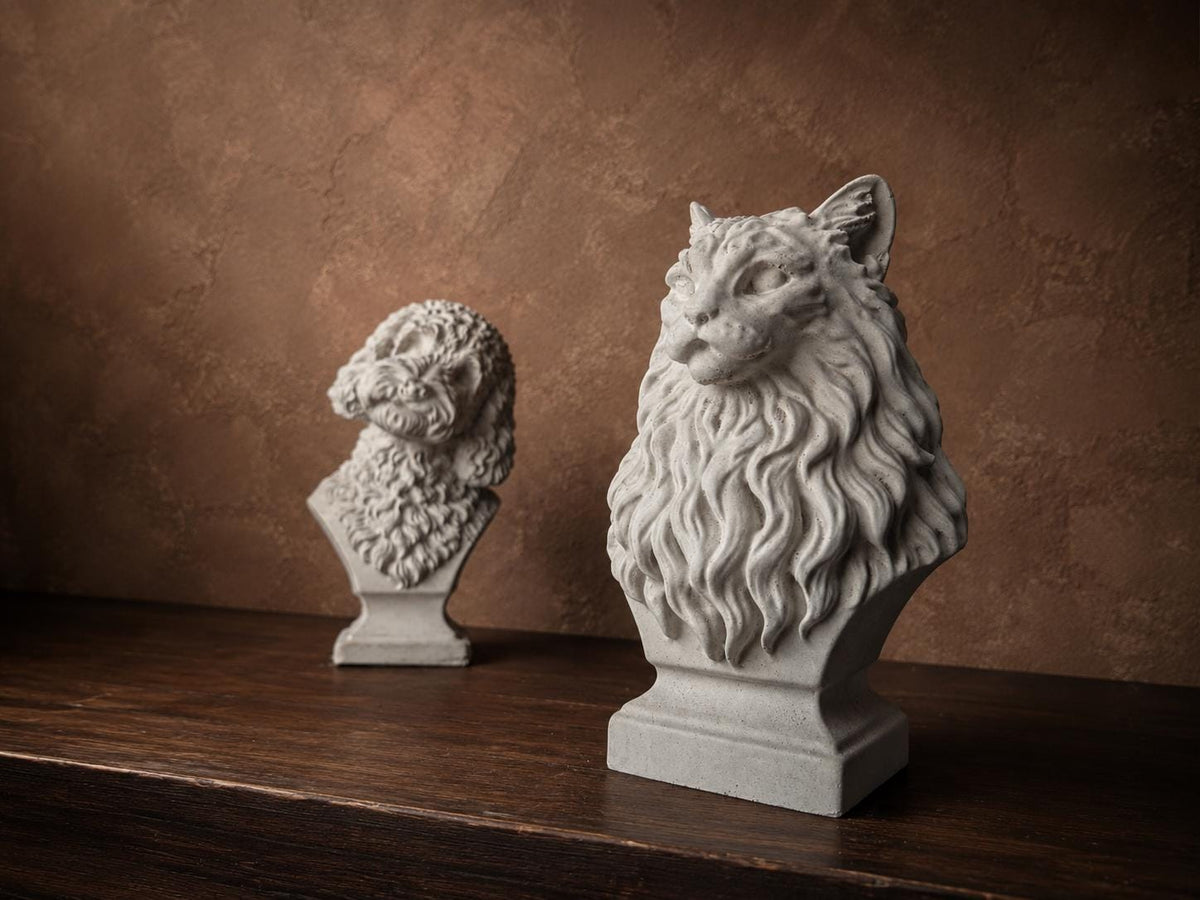 Custom solid cast stone pet bust made from photos