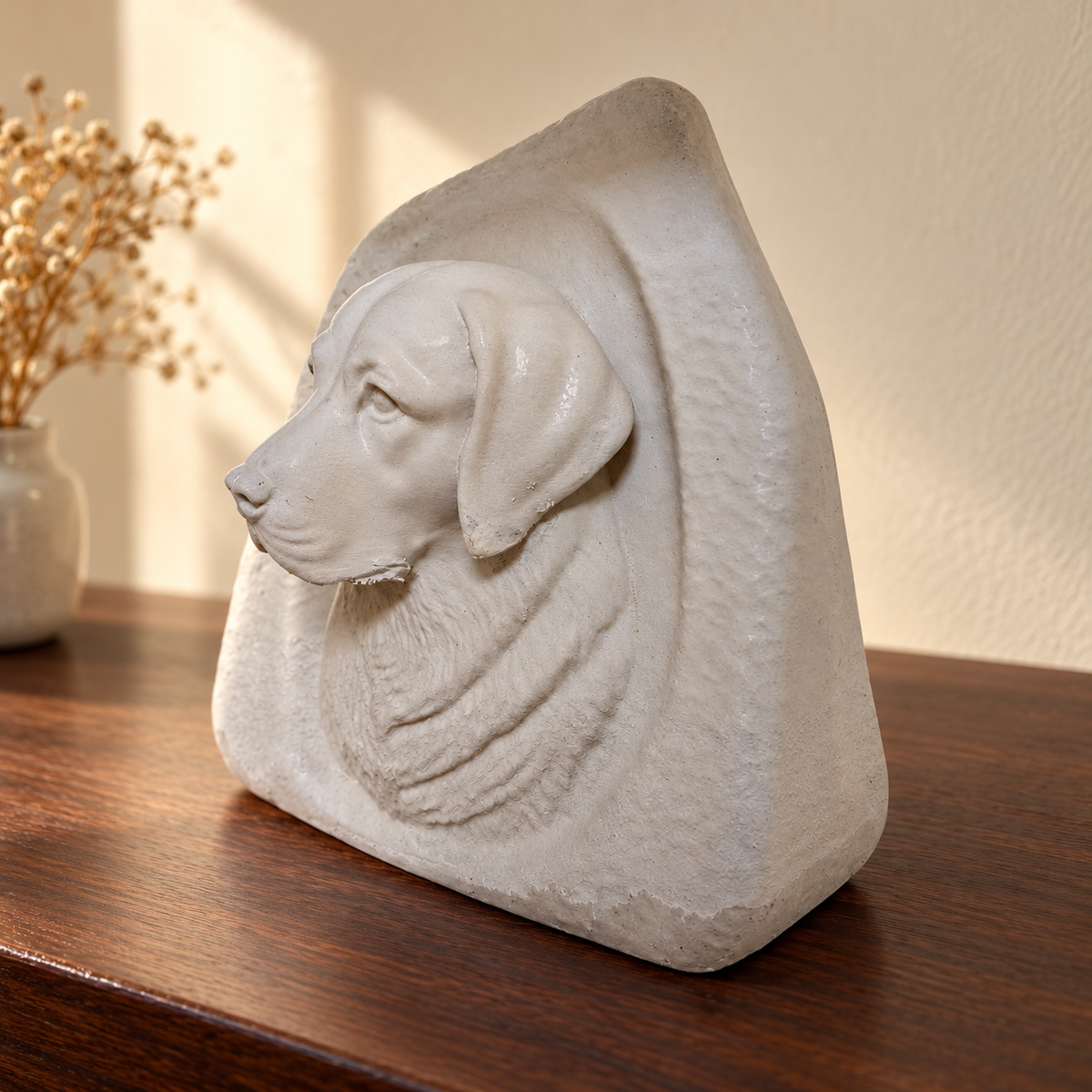 Profile showing dog face relief depth