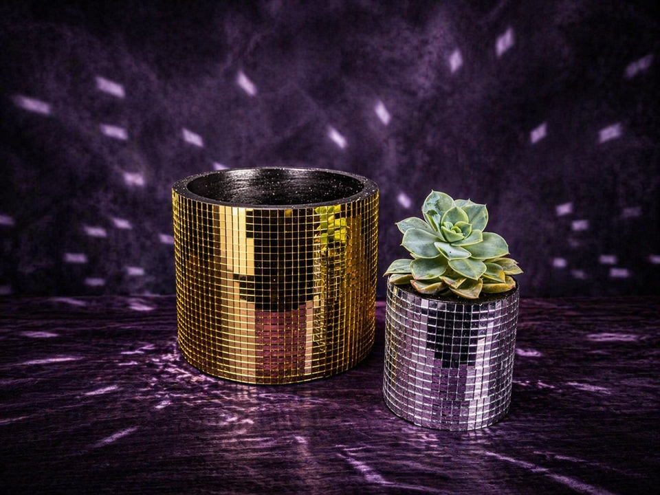 Disco Ball Plant Pot - Add Sparkle to Your Greenery - angle view | Ripleys Nest