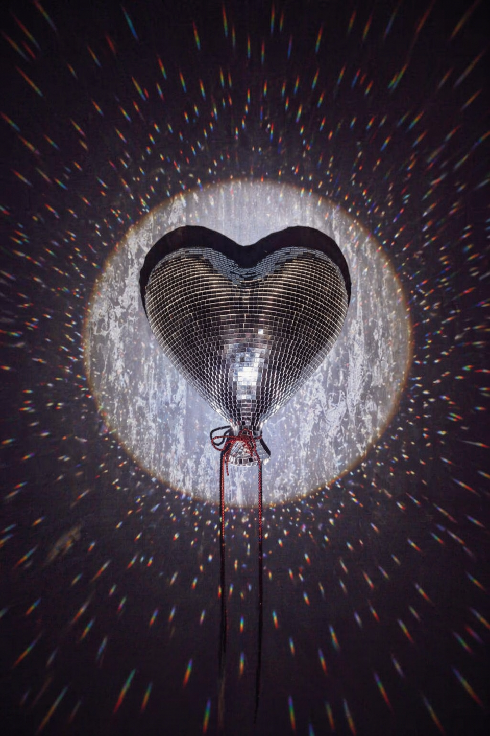 Heartthrob mirror ball heart wall art halo front view