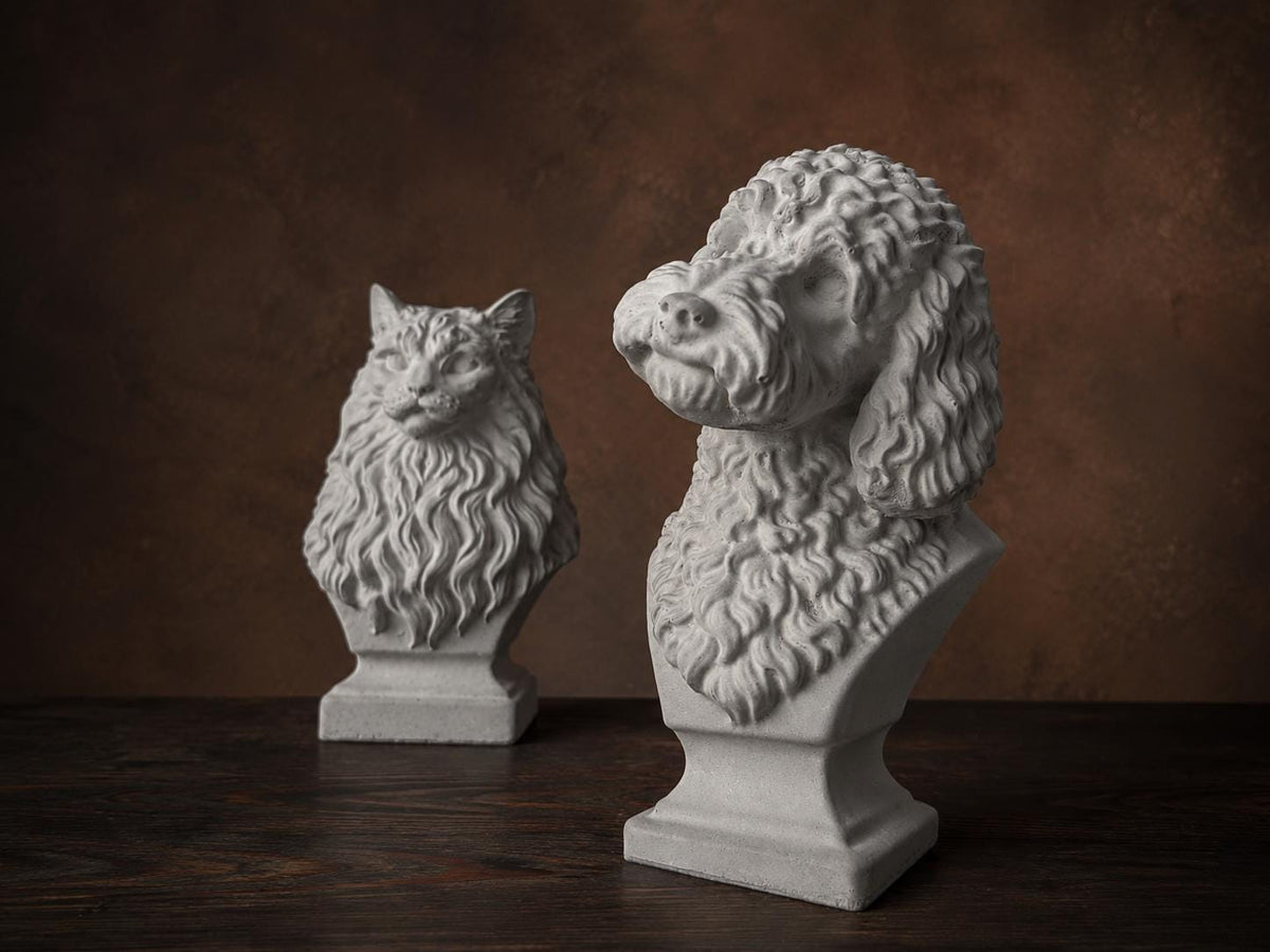 Custom solid cast stone pet bust made from photos
