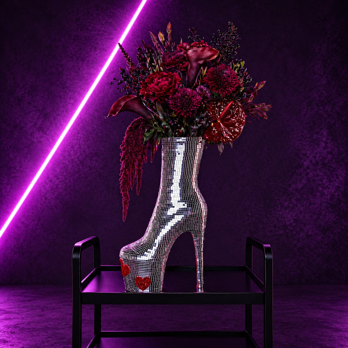 Heartbreaker XL mirror ball vase cart floral lifestyle