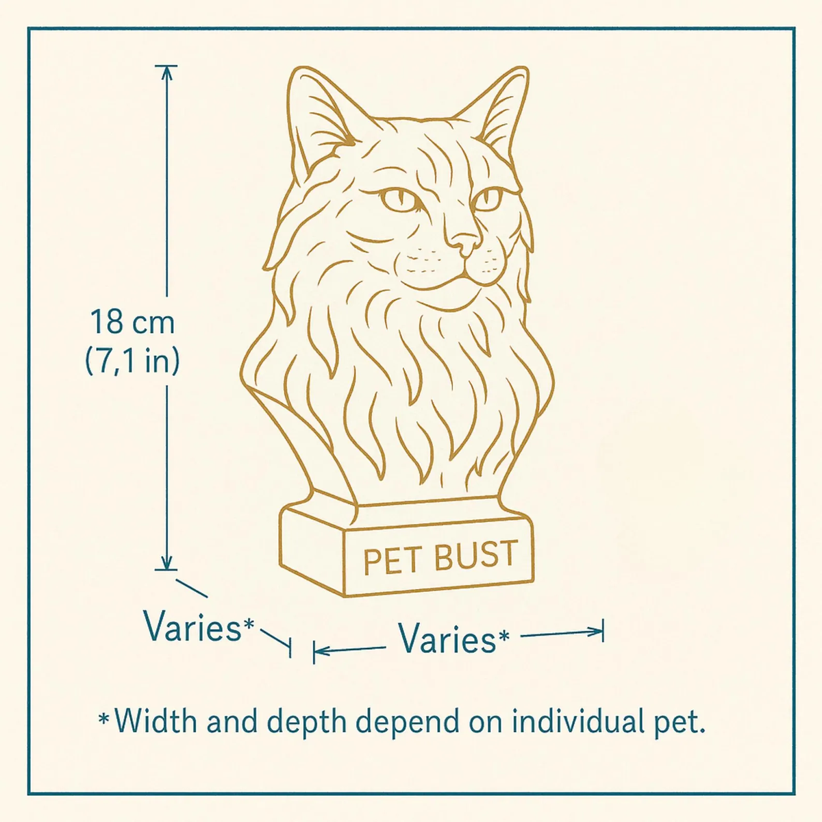 Dimensions guide showing the memorial wall sculpture is 18 cm tall