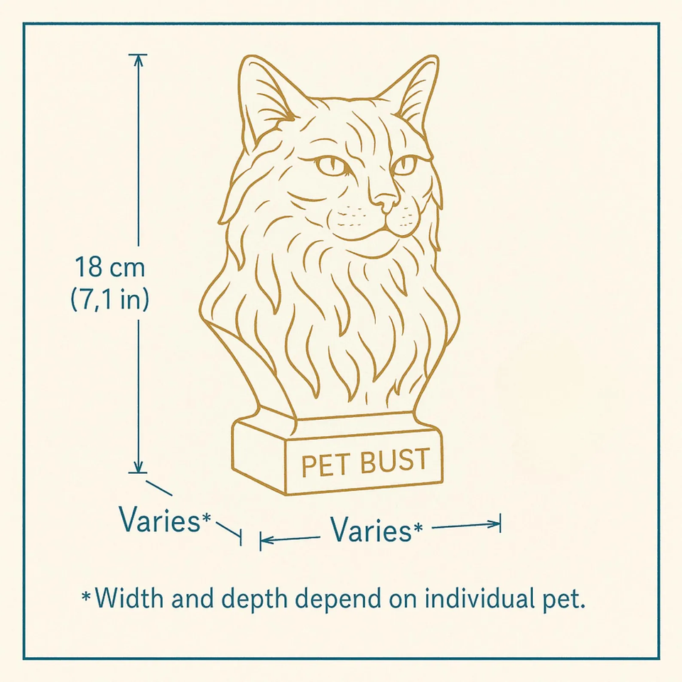 Dimensions guide showing the memorial wall sculpture is 18 cm tall