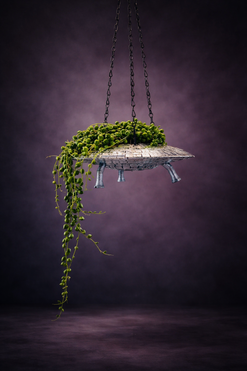 The Mothership disco mirror ball hanging planter - 08-string-pearls