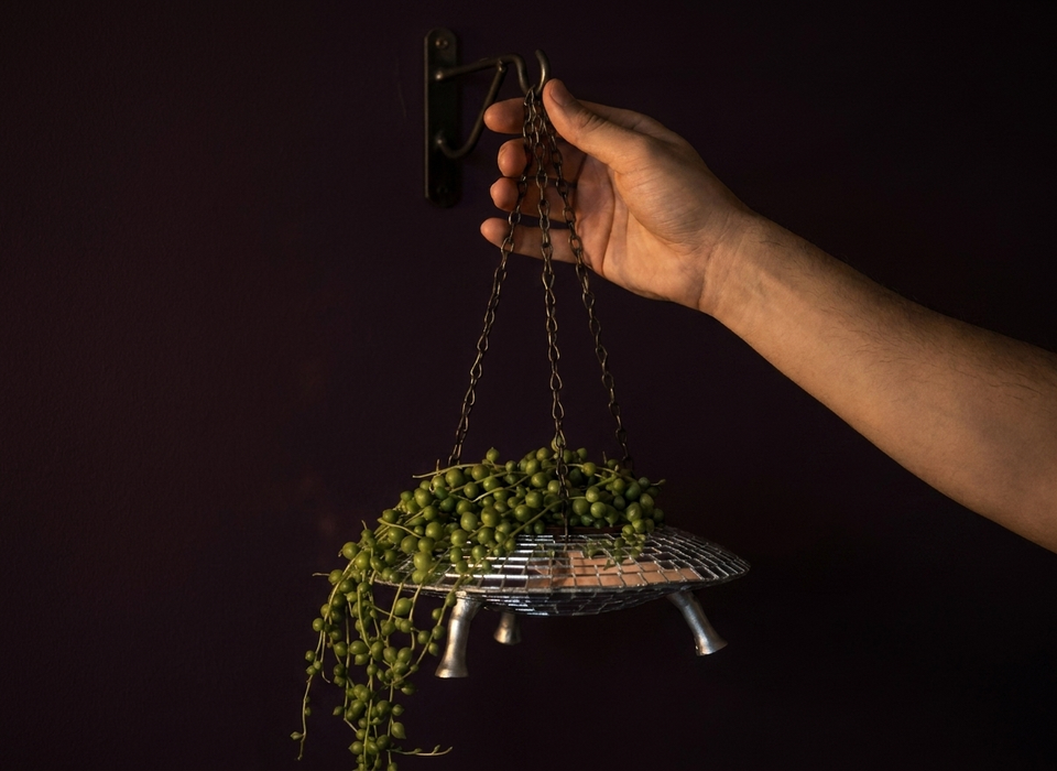 The Mothership disco mirror ball hanging planter - 09-hand-hook