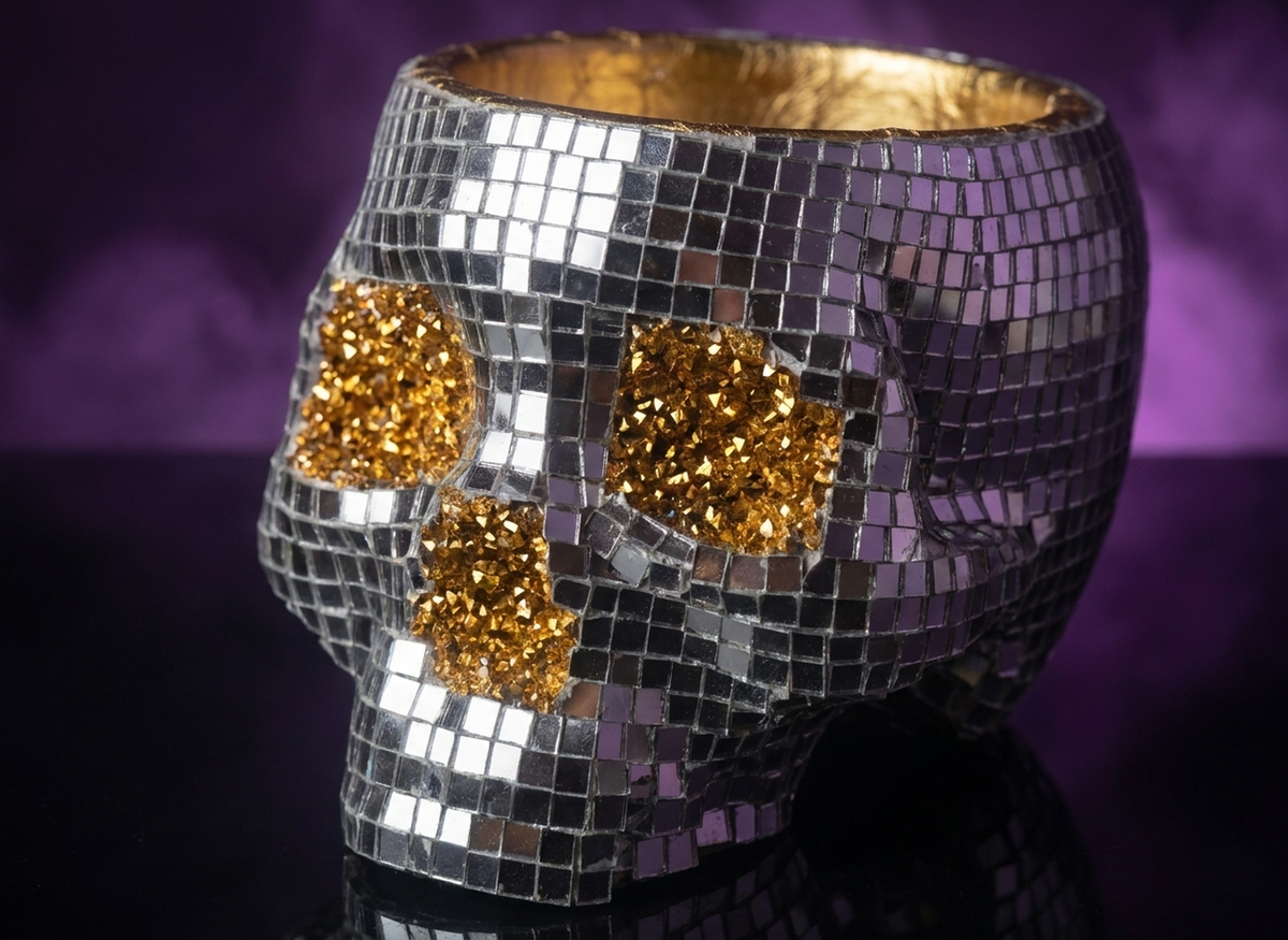 Afterglow - Disco Ball Skull Planter