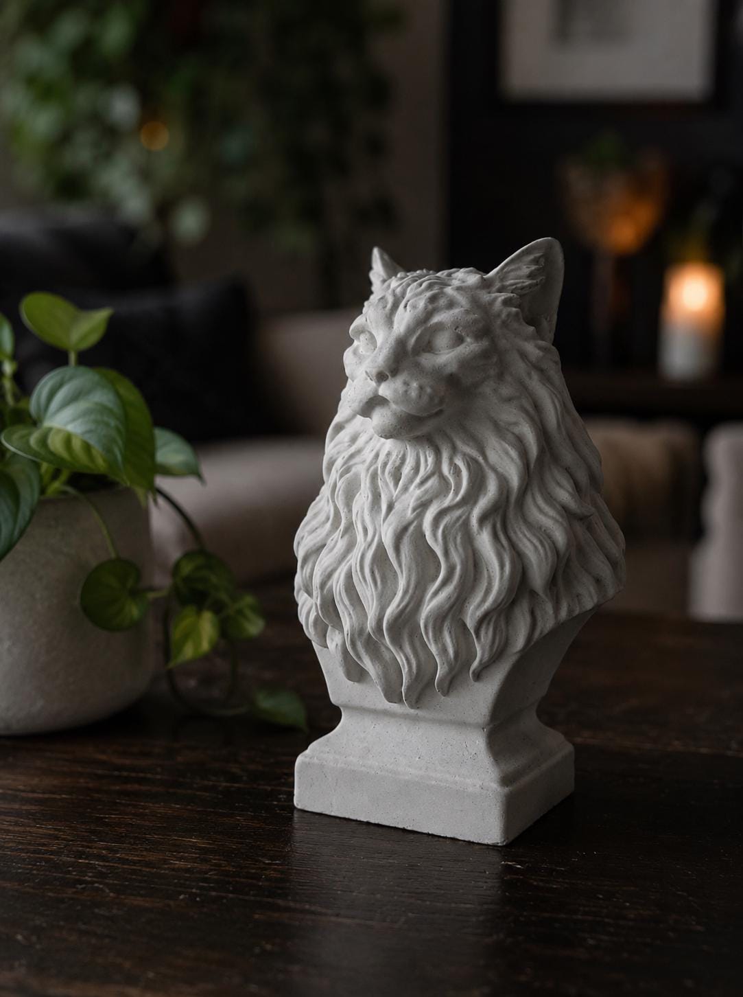 Custom solid cast stone pet bust made from photos