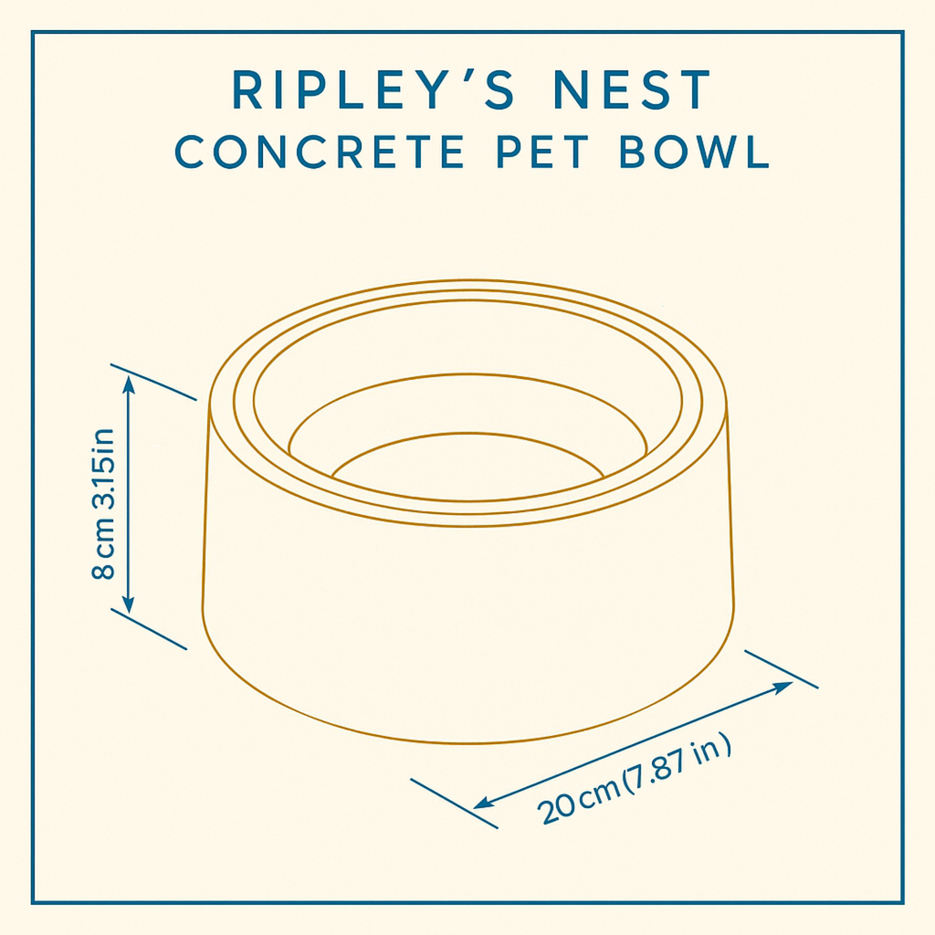 Concrete Pet Bowl | Heavy Duty Food & Water Dish for Dogs & Cats